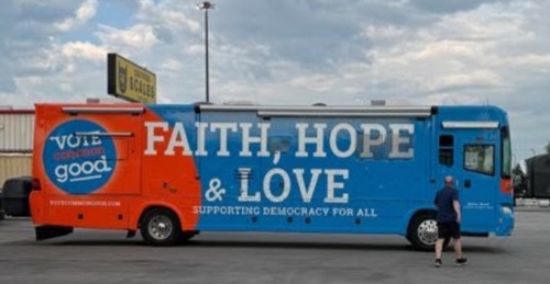 A photo of the Faith, Hope, & Love bus.
